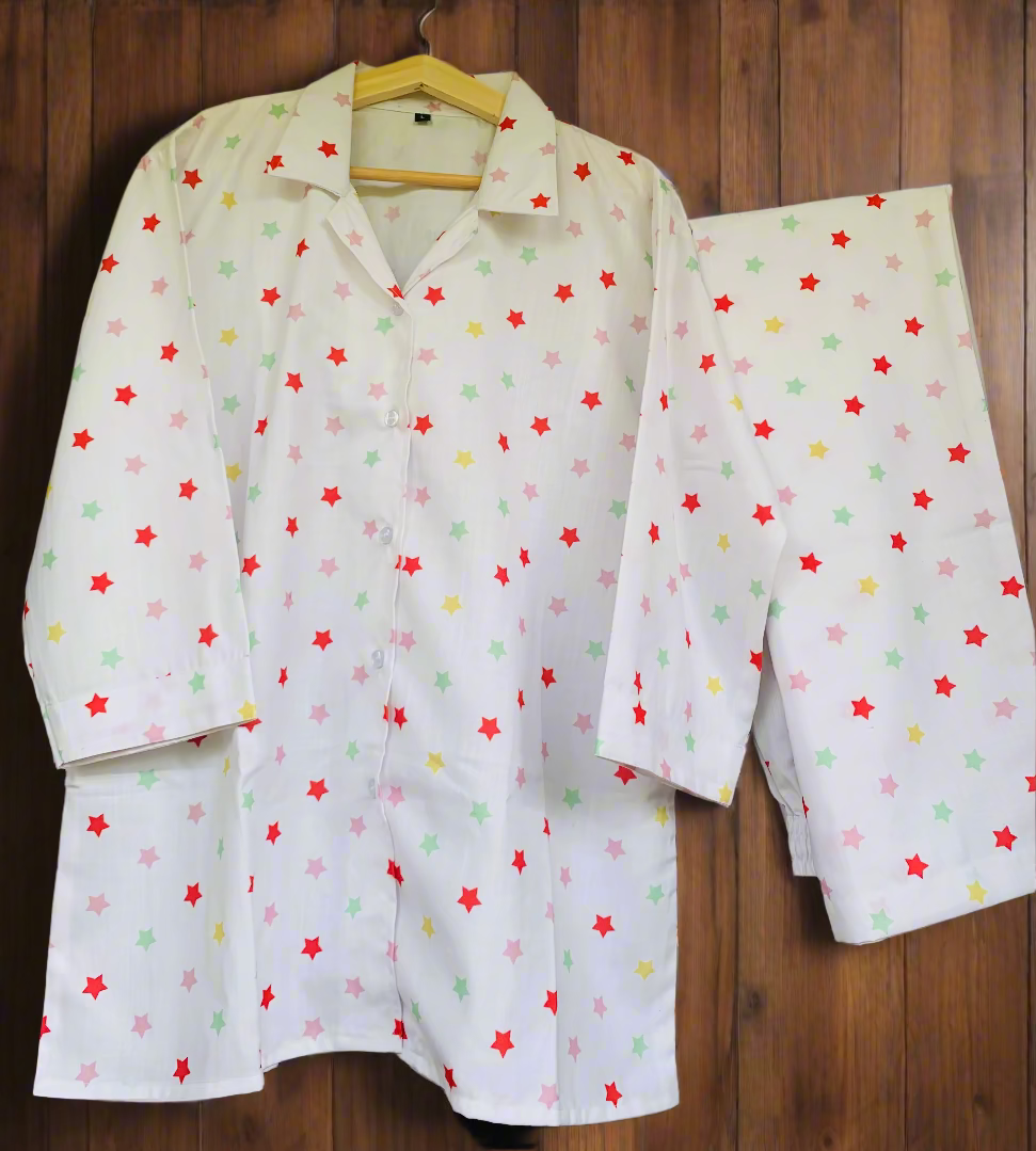 Starry Affair Night Suit Set - Red