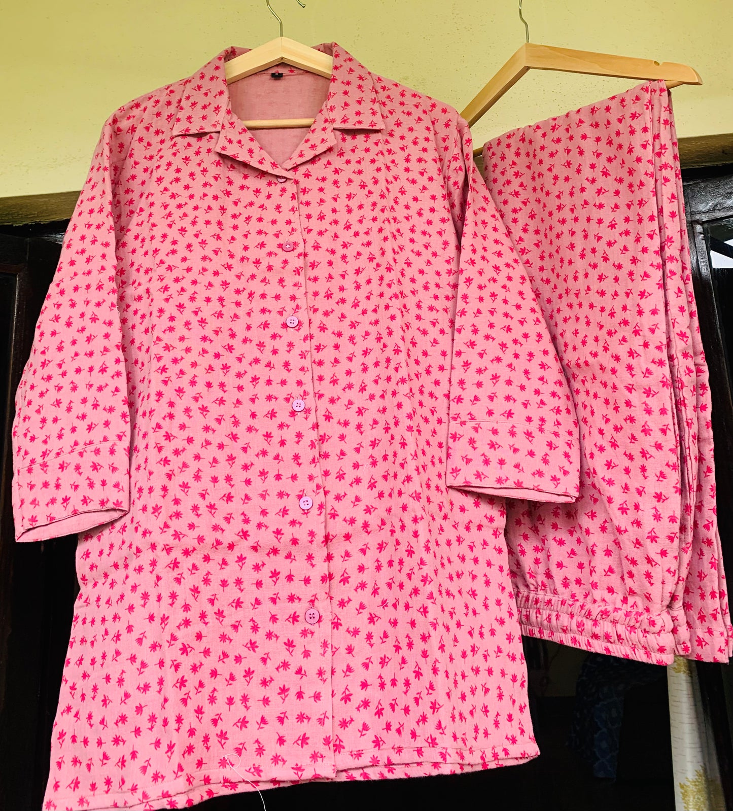 Baby Muslin Night Suit Set - Pink