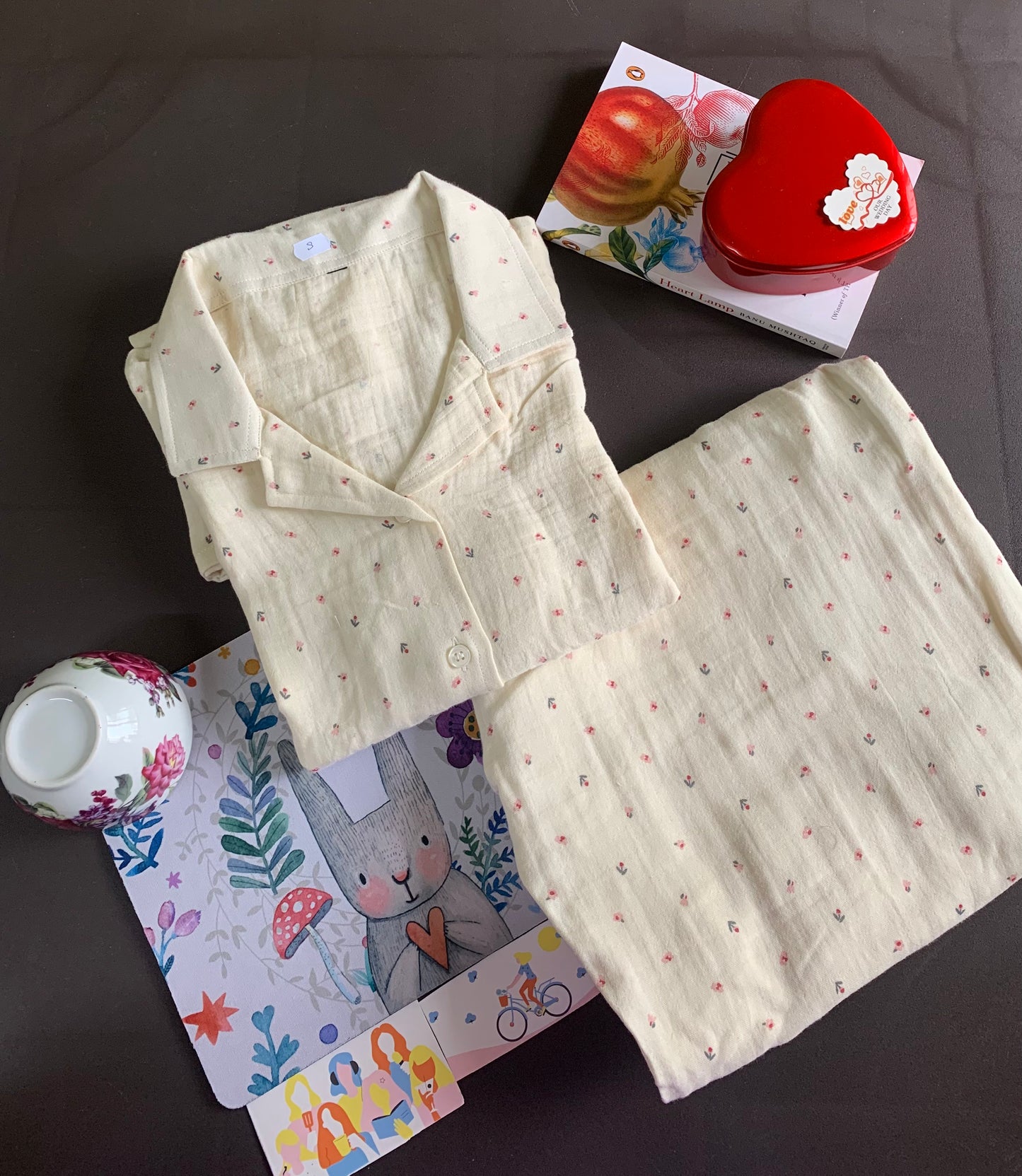 Baby Muslin Night Suit Set - Off White