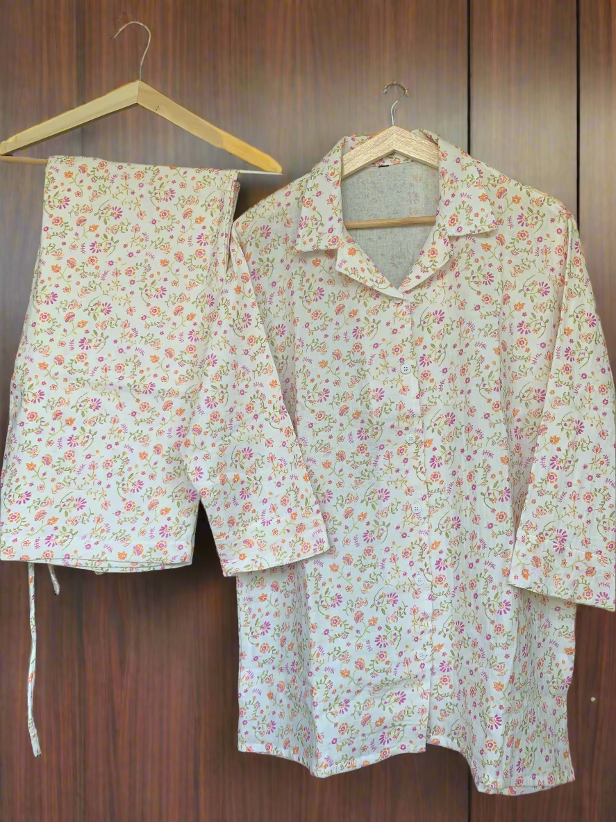 Baby Muslin Night Suit Set - Meadow